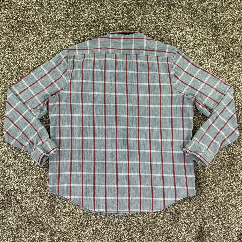 Levis Selvedge Blue Red‎ Plaid Button Up Long Sleeve Shirt Mens XX-Large Casual